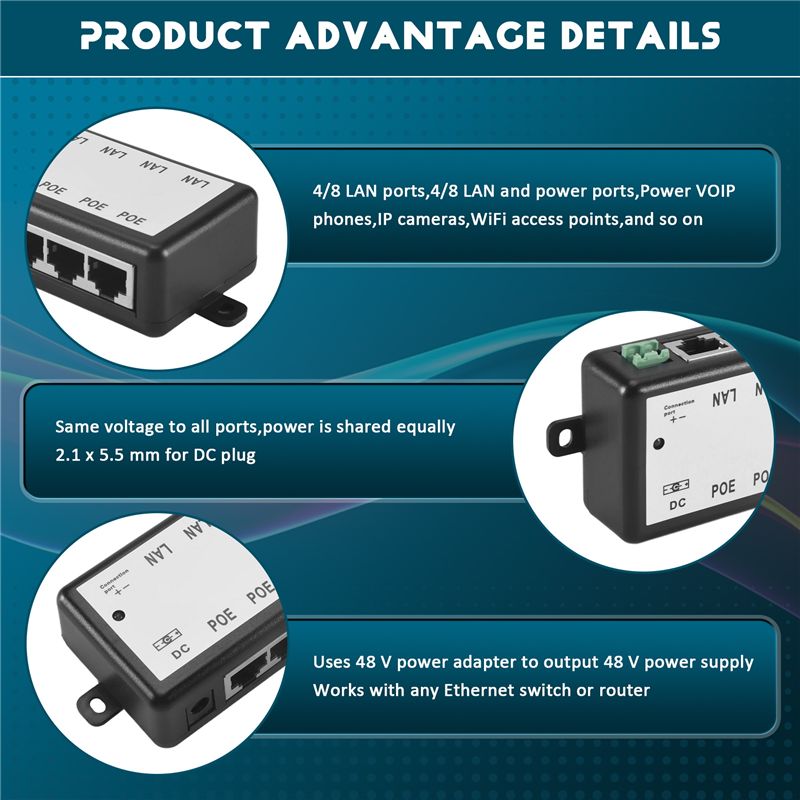 PHILE-8 Ports Poe Injector Poe - đánh giá và giá Power Over Ethernet